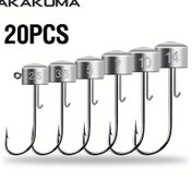 Resim 20 Adet Sağlam Balık Ağırlıklı Kancalar - Dolaşma Önleyici Tasarımlı Büyük Sinking Kanca, Levrek, Turna, Alabalık için Kurşun Başlı Kancalar - Tatlısu/Tuzlu Su İçin Profesyonel Olta Yemleri - AKAKUMA (20'li Paket), Hazır Kullanıma Uygun Kancalar, Şık Metalik Kaplama, Yüksek Kalite Kancalar 