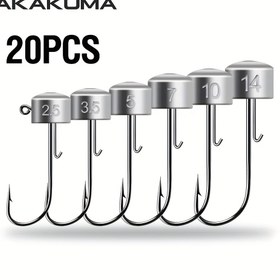 Resim 20 Adet Sağlam Balık Ağırlıklı Kancalar - Dolaşma Önleyici Tasarımlı Büyük Sinking Kanca, Levrek, Turna, Alabalık için Kurşun Başlı Kancalar - Tatlısu/Tuzlu Su İçin Profesyonel Olta Yemleri - AKAKUMA (20'li Paket), Hazır Kullanıma Uygun Kancalar, Şık Metalik Kaplama, Yüksek Kalite Kancalar 