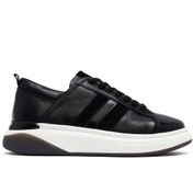 Resim Men's Black Lace-Up Thick Sole Leather Sneakers Derimod