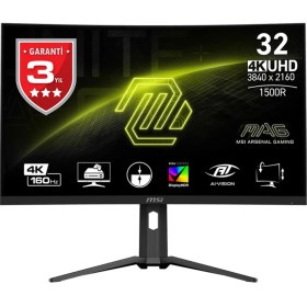 Resim MSI 31.5" MAG 321CUP 3840x2160 (UHD) 16:9 CURVE 1500R VA 160HZ 1MS FREESYNC PREMIUM GAMING MONITOR 