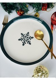 Resim 2 Kişilik 6 Parça Kar Tanesi Desenli Seramik Yemek Takımı Renkli 