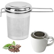 Resim Kapaklı 1 adet Paslanmaz Çelik Çay Demlik, Saplı Mikro Gözenekli Çay Süzgeci, Siyah Çay Çay Filtresi, Yuvarlak Çay Filtre Sepeti, Ev Ofis Restoran Otel İçin, Çay Aksesuarları 