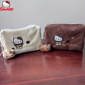 Resim Sanrio onaylı sevimli Hello Kitty bozuk para cüzdan çantası, şık nakışlı geniş kapasiteli telefon ve küçük eşya saklama çantası, modaya uygun el çantası 