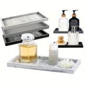 Resim 1 Şık Silikon Saklama Tepsisi - Makyaj ve Banyo için Çok Yönlü Dikdörtgen Düzenleyici, Parfüm, Makyaj, Yüzükler ve Daha Fazlası için İdeal - Şık Mermer Desen Tasarımı, Banyo Tepsileri 
