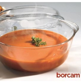 Resim Yuvarlak Kapaklı Borcam Tencere 3150 Cc, Beyaz, Dayanıklı ve Şık Tasarım 