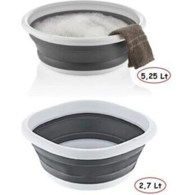 Resim 2'li Set Katlanır Badya Leğen Akordiyon Katlanabilir Badya 5,25 & 2,7lt - Çeyiz Seti - Katlanir Kov 