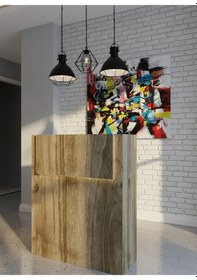 Resim Resital Ledli Karşılama Bankosu G-90 Cm Ofis Kasa Resepsiyon Masası Banko-003-2-2 