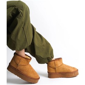 Resim Amelıa Bağcıksız Düz Ve Kalın Taban İçi Kürklü Kısa Süet Kadın Bot Stt - Taba Taba 