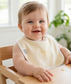 Resim runbaby Polarlı Sıvıya Dayanıklı İki kademeli Çıtçıtlı Bebek Mama Önlüğü ( 0-3 AY ) Taş Rengi 