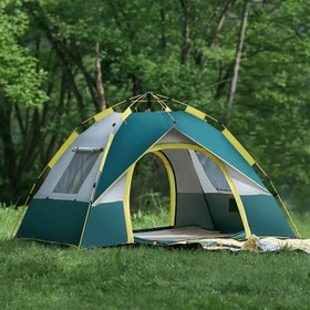 Resim 1 Adet Hafif ve Kolay Kurulumlu 2~4 Kişilik Kamp Çadırı, Taşınabilir & Dayanıklı Otomatik Açılır Fiberglas Direkli ve Pürüzsüz Fermuarlı, Yürüyüş ve Açık Hava Maceraları İçin İdeal 