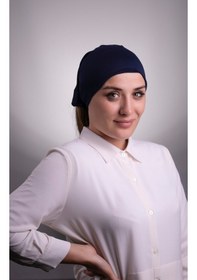Resim Halven Lacivert Pratik Hazır Geçmeli Iç Bone Viskon Kumaş Dikişsiz Boru Lacivert 