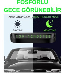 Resim First Araba Telefon Numarası Göstergesi Fosforlu Açılır Kapanabilir Numaratör Ön Torpido Üstü Araç Siyah 