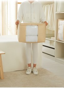 Resim Ocean Home Textile 3'lü Pvc Pencereli Bej Balıksırtı Hurç Set 1 Adet 60 x 43 x 35 / 2 Adet 45 x 40 x 30 cm 