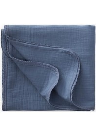 Resim Cigit Dantel İşlemeli Tekkat Müslin Battaniye 100x100 Cm +/- 3 Cm İndigo Mavi Indigo 