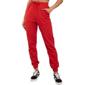 Resim Bluu Unisex Kışlık Diagonal Kumaş Elastik Bel Joggers Pantolon Eşofman Altı Kırmızı 
