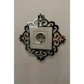 Resim Altın Renkli Aynalı Pleksi Priz ve Anahtar Çerçevesi Ikili Set 