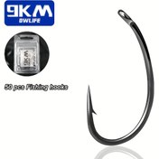 Resim 50 Adet Ağır Hizmet Tipi Karbon Sazan Balıkçılık Kancası - Çengelli Daire ve Çengelli Kancalar, Kavisli Sap, Ters Nokta (Boyut 4#/6#/8#/10#/12#) Tatlı Su/Tuzlu Su İçin - Yakalama ve Serbest Bırakma, Alabalık, Levrek, Şahin Balığı, Somon, Kedi Balığı (50 Adet Toplu) 