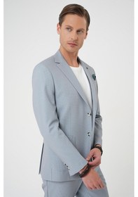 Resim Efor Comfort Fit Mono Yaka Çift Yırtmaç Torba Cep Kendinden Desenli Casual Gri Ceket C 705 Gri 