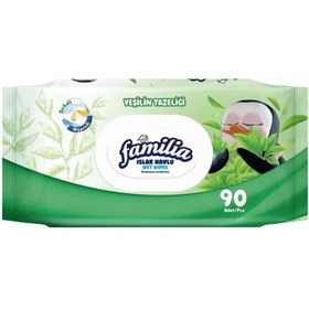 Resim Familia Islak Havlu Mendil Yeşilin Tazeliği 90 Yaprak Plastik Kapaklı Tekli Paket - Standart / Standart 