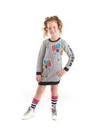 Resim Denokids Unicorn Kız Çocuk Sweat Elbise - Gri 