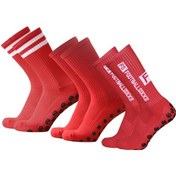 Resim Geeroyoo 3 Çift Futbol Çorabı - Nem Emici, Kaymaz Alti, Genis Beden Araligi 39-44 - Kirmizi Desenli Spor Corap Seti Kırmızı 