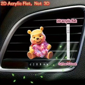 Resim 2D Düz, [2D Düz]1 adet, Winnie the Pooh kalp şeklinde, araba klima çıkışında parfüm, akrilik araç hava çıkışı dekoratif klipsi, araç havası ferahlatıcı, şık araç içi, 2D Düz 