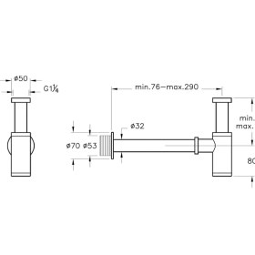 Resim VitrA A45123 Lavabo Sifonu, T Tipi, Krom 