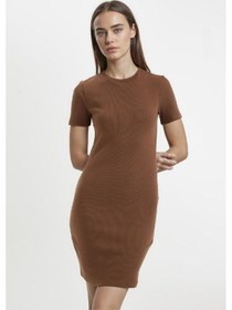 Resim DeFacto Coool Bodycon Vücudu Saran Bisiklet Yaka Fitilli Kaşkorse Kısa Kollu Mini Elbise - C1503AX24SPBN321 