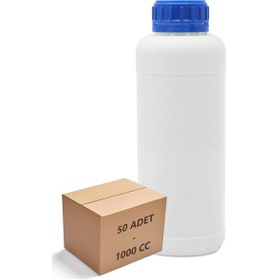 Resim Borox Plastik Yuvarlak Mavi Kilit Kapaklı Numune Şişe 50 x 1000 ML 