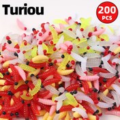 Resim 200 adet TURIOU TPE Kırmızı Başlı Solucan Balıkçılık Yemleri - Bass, Carp ve Catfish için Gerçekçi Yumuşak Yem, Canlı Renkler (Pembe, Sarı, Beyaz, Kırmızı) Siyah Gözlerle, Noel Balıkçılık Ekipmanları, Balıkçılık Yemleri, Canlı Balıkçılık Yemleri, Doğal Görünüm Yemleri, Dayanıklı Balıkçılık Yemleri 