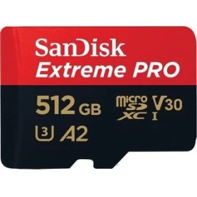 Resim SanDisk Extreme Pro 512GB 170MB/s A2 C10 V30 UHS-I U3 microSDXC Hafıza Kartı + Adaptör (SDSQXCZ-512G-GN6MA) 