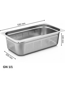 Resim Üret Çelik Üret Delikli gastronom Küvet Gn 1/1 100 MM 14 lt 