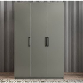 Resim Moma 3 Kapaklı Çekmeceli Gardırop Dolap Füme 