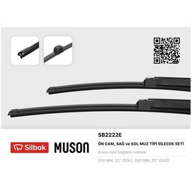 Resim Sılbak Silecek Süpürgesi 550/550mm Muz Tipi A4 03-04 Cabrıloet 04-07 Mercedes C-class 0 IS00-SILBAK SB2222E 