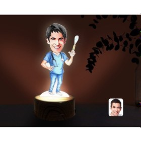 Resim Kişiye Özel Erkek Doktor Karikatürlü Dekoratif 3D Biblo Led Işıkl(481494765) Çok Renkli 
