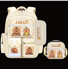 Resim Dream011 3 Parça Büyük Kapasiteli Okul Sırt Çantası Seti Kabbalah Beige Bej 