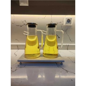 Resim Mediterian Beyaz Mermer Yağdanlık Altlığı, Şık ve Dekoratif Tasarım, 6,4 L Hacim 