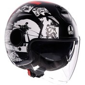 Resim Agv Eteres History MO136 Motosiklet Kaskı Siyah - Beyaz - Kırmızı 