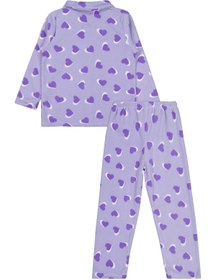 Resim Civil Girls Kalp Desenli 10-13 Yaş Pijama Takımı - Lila - Lila / 11-12 Yaş 