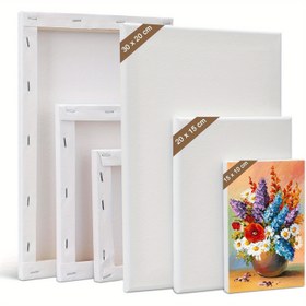 Resim Kanvas Seti, Boyama İçin 6 Adet Kanvas, 30 x 20, 20 x 15, 15 x 10cm, Askılı Çerçeve, Beyaz Boyama, Yağlı Boya İçin Kanvas Sanatçı Tahtası Resimleri, El Sanatçıları İçin Akrilik Kanvas Panelleri 