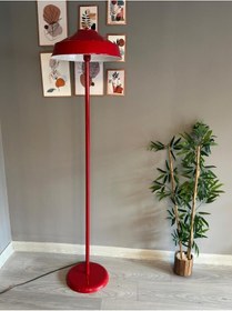 Resim Kırmızı Lambader Modern Dekoratif Metal Oturma Odası Çalışma Odası Zemin Lambası 6914 Kırmızı 