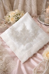 Resim DİLEX Bohça Çeyizlik Bohça Gelin Bohçası Damat Bohçası Saten Piliseli Beyaz 