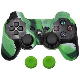 Resim Ps3 Kontrol Cihazı Gamepad Silikon Kauçuk Kılıf Koruyucu Kapak Playstation 3 Joystick İçin 2 Başparmak Tutacağı Kapağı:kamuflaj Yeşili Newway 