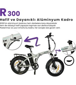 Resim Roxform R-300 Elektrikli Katlanabilir Bisiklet 13ah Shimano Altus Hidrolik Fren Alüminyum Kadro 