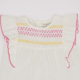 Resim Defacto Kız Bebek Bisiklet Yaka Vual Kısa Kollu Gömlek C5188A524SMER105 Ekru 