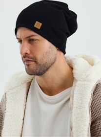 Resim Butikgiz Erkek Siyah Termal %100 Pamuklu Soft 2 Stil 1 Arada Bere Premium Cuts Serisi 