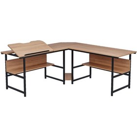 Resim 300-e Açık Ceviz Ebru L Bilgisayar Ve Çizim Masası Açık Ceviz 