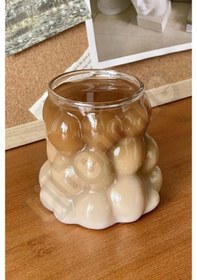 Resim Tilbe Home Boncuklu Pipetli Cam Bardak Üzüm Tanesi Şeklinde Meşrubat Bardağı Seti 2'li 350 ML 