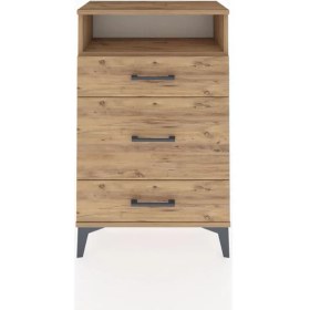 Resim Arges Komodin Tek Raflı 3 Çekmeceli 60X30X96 Çam-Çam 