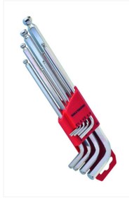 Resim İzeltaş Izeltaş Yuvarlak Başlı Allen Anahtar Takımı Altı Köşe Uzun Boy 9 Parça Alyan Allen 